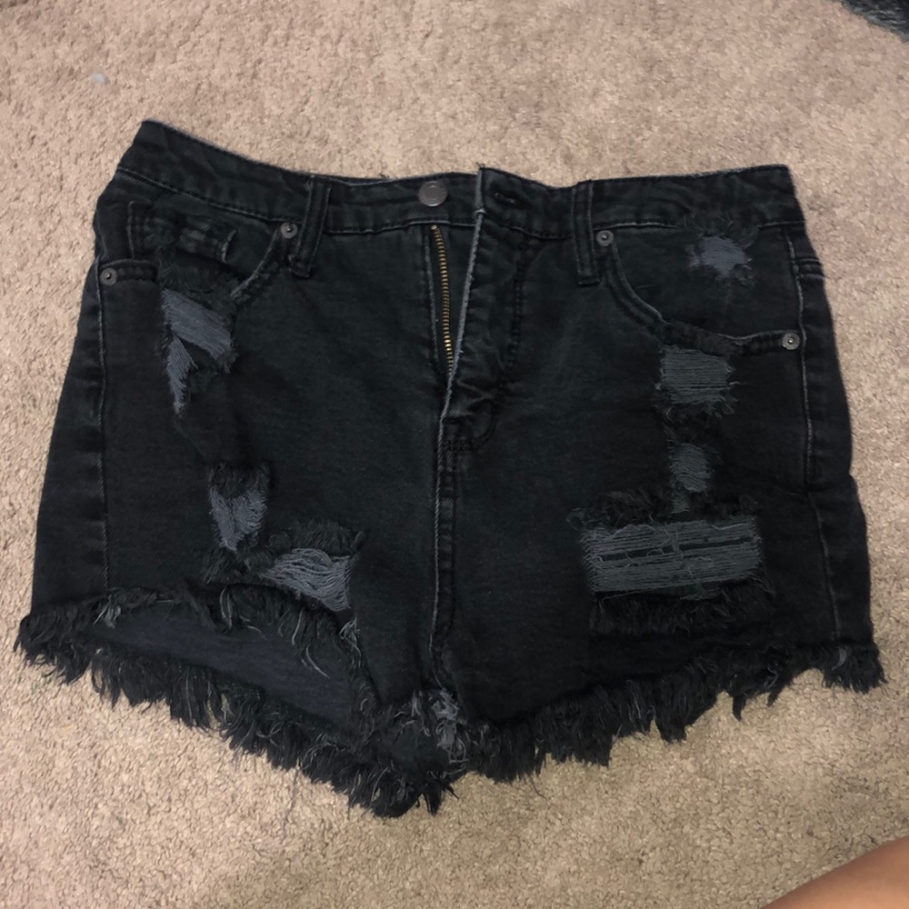 black jean shorts